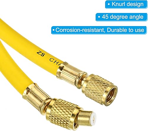 Miniatura 4 de PATIKIL Manguera de carga de refrigerante SAE de 1/4, manguera de calibre múltiple de 8 pies, 500 PSI 2500 PSI con adaptadores de CA para aire