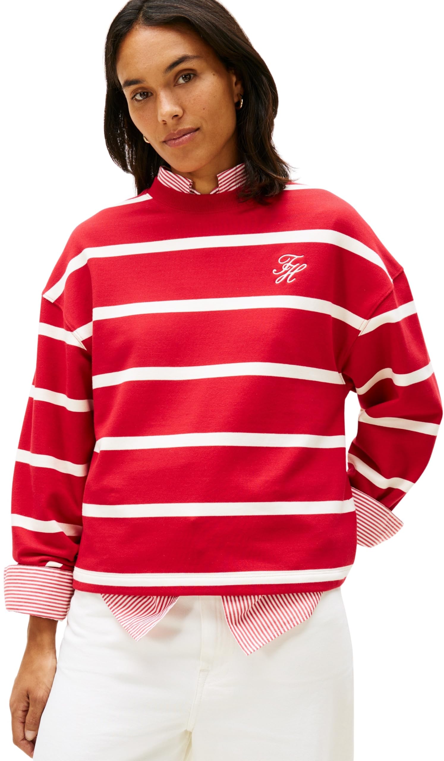 Tommy Hilfiger Damen Th Script Mdrn Terry Swtshrt Ww0ww48431 Pullover-Sweatshirt (1er Pack)