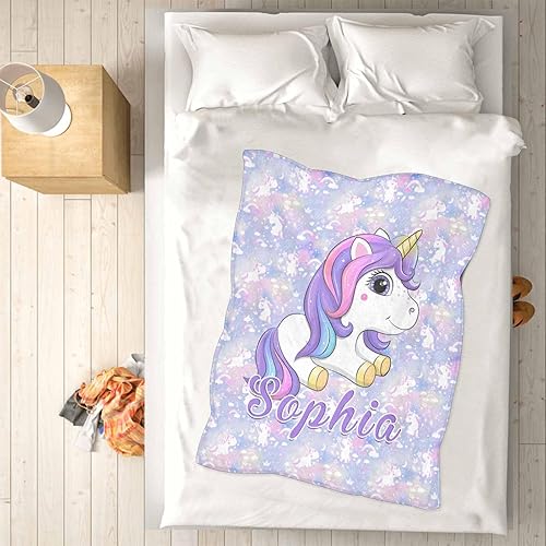 Miniatura 169 de Artsadd Personalized Baby Blanket for Girls Boys, Custom Baby Blankets with Name Customized Throw Blanket for Kids Newborn Baby Shower Birthday Gifts