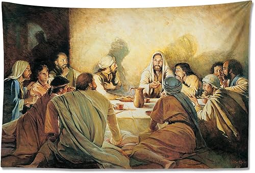 Miniatura 15 de Tapiz de Jesucristo La Última Cena, telón de fondo para decoración del hogar para dormitorio, sala de estar, fiesta de cumpleaños, 59 x 39 pulgadas