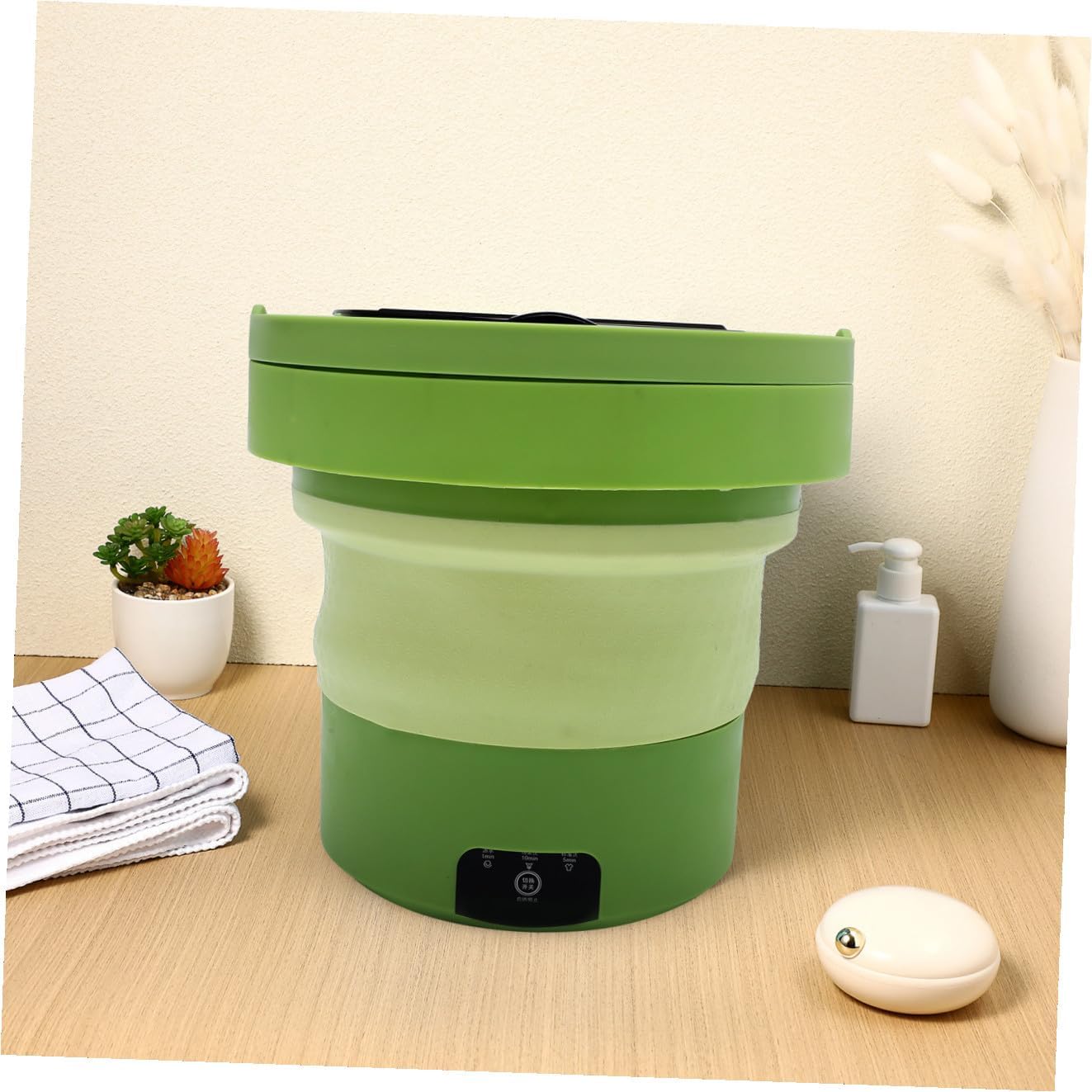 Homoyoyo Portable Mini Washing Machine 6l with Spin Dryer, Collapsible Portable Washer for Travel, Camping, Apartments, and Small Loads, US Plug, Grass Green