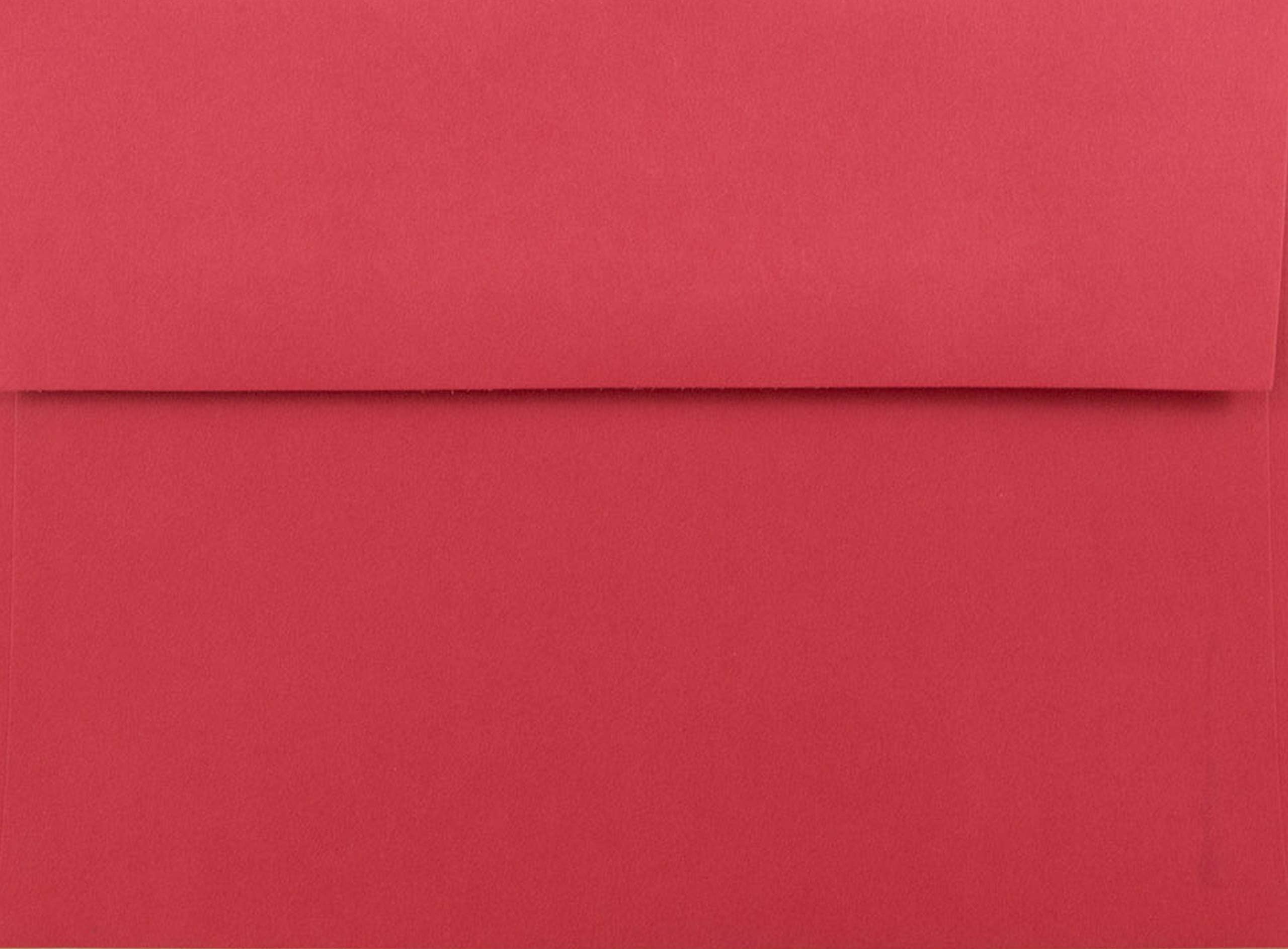 50 Pack A7 Red Envelopes, Square Flap Gummed Seal, Vibrant Red Printable Envelopes For Invitations, Greeting Cards, Weddings, Birthdays, Mailing, Any Occasion