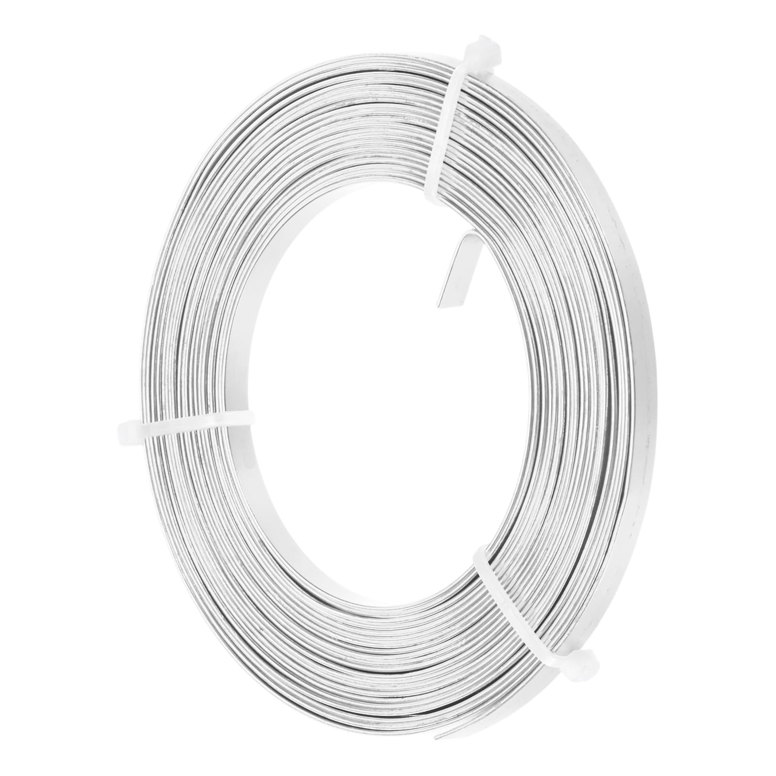 M METERXITY 1-Pack Flat Aluminum Wire, 5mm Wide x 16.4ft/5m Bendable Anodized Craft Wire for Jewelry Making/DIY Bezel Sculpting Crafting/Art Supplies [Silver Tone]
