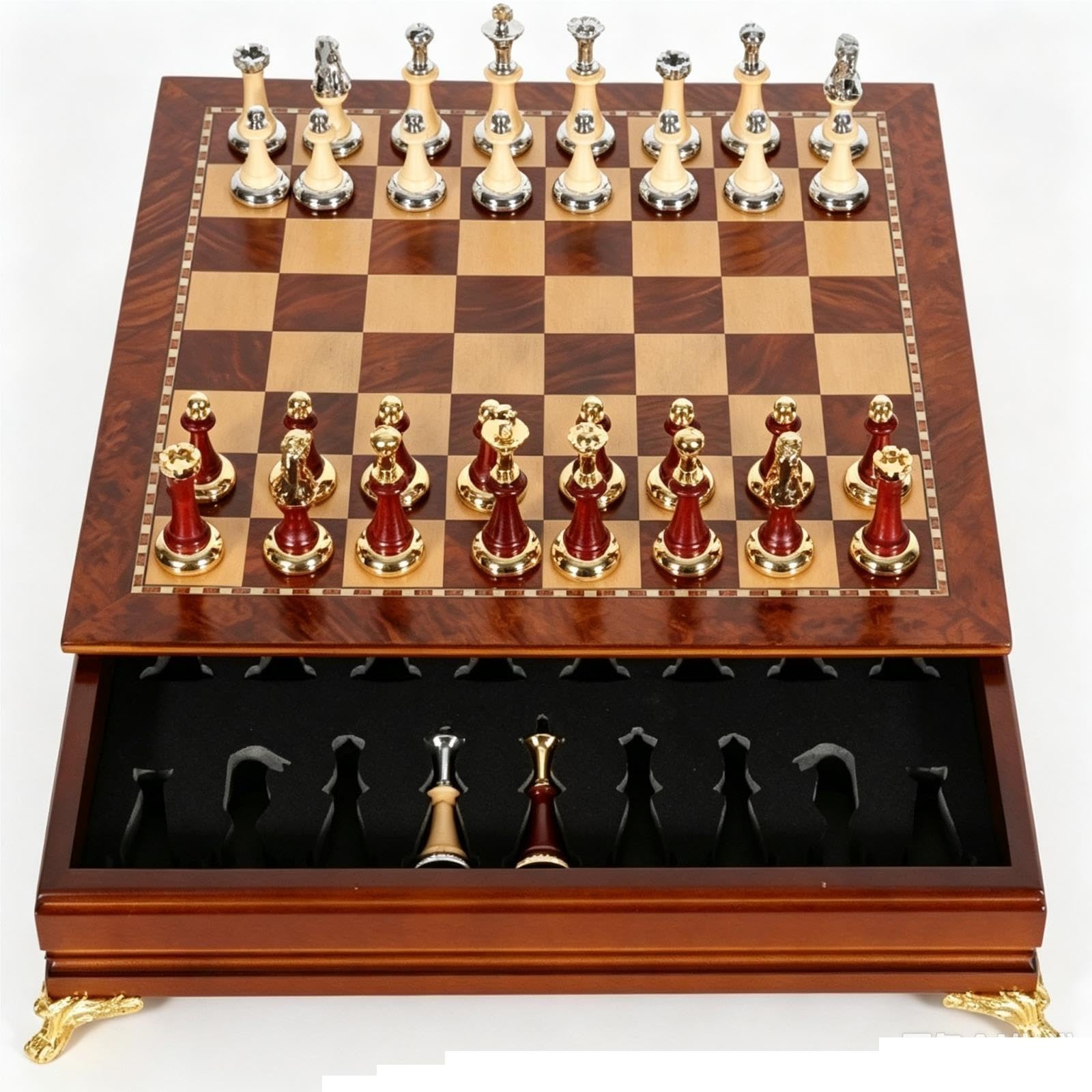 Set di scacchi europei, pezzi degli scacchi in legno