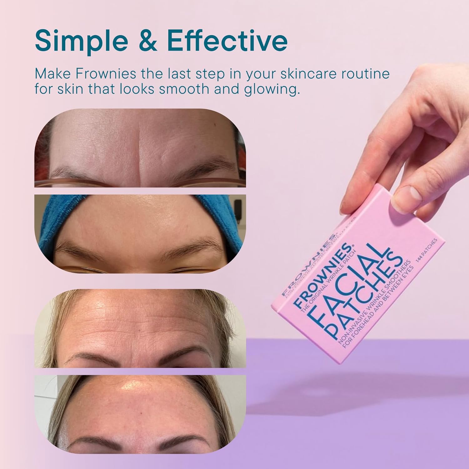 Frownies Forehead & Between the Eyes Wrinkle Patches (144) – Non-Comedogenic Forehead Wrinkle Patches to Smooth & Soften the Look of Fine Lines & Eleven Lines – For Overnight Use, 3 Pack