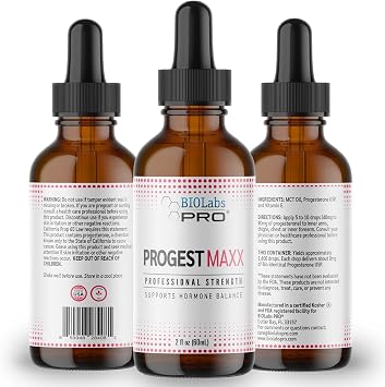 BIOLABS PRO Progest MAXX Progesterone Oil, Natural Bioidentical Progesterone for Women, Hot Flashes & Menopause Support, 2oz Bottle - Six Month Supply