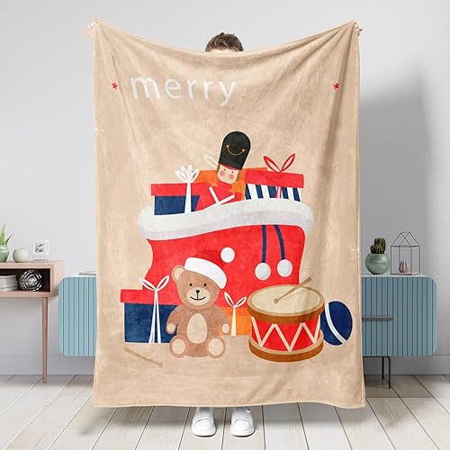 Manta de dibujos animados Feliz Navidad, divertida muñeco de nieve, acogedora franela, lavable, decoración del hogar, sala de estar, dormitorio,