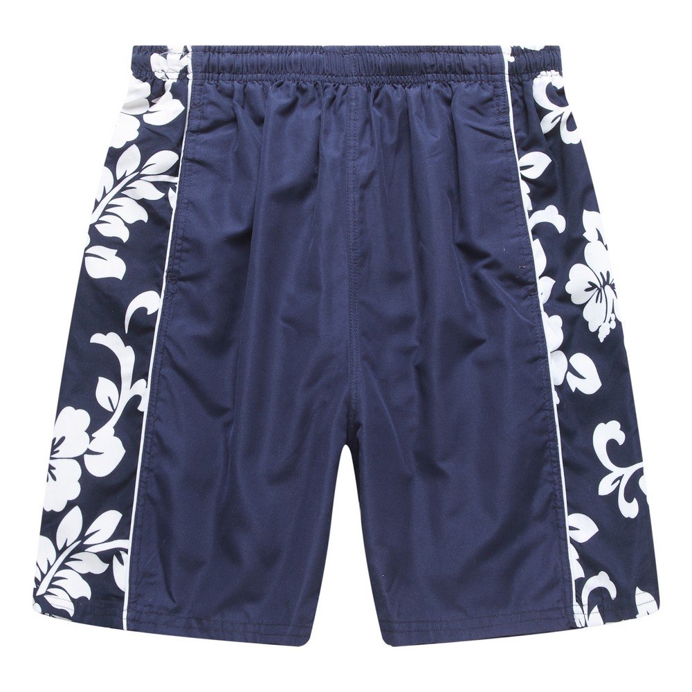 Hawaii Hangover Men's Swim Trunk in Navy with Side Floral Hibiscus XL
