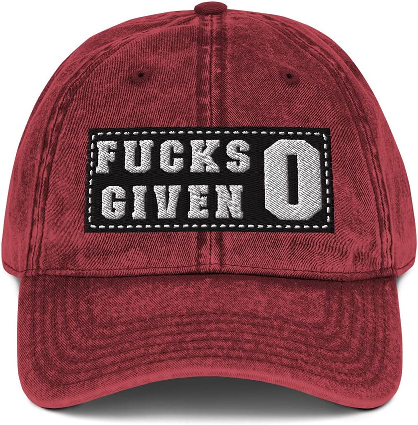Zero Fucks Given 0 Funny Profanity Vintage Baseball Hat