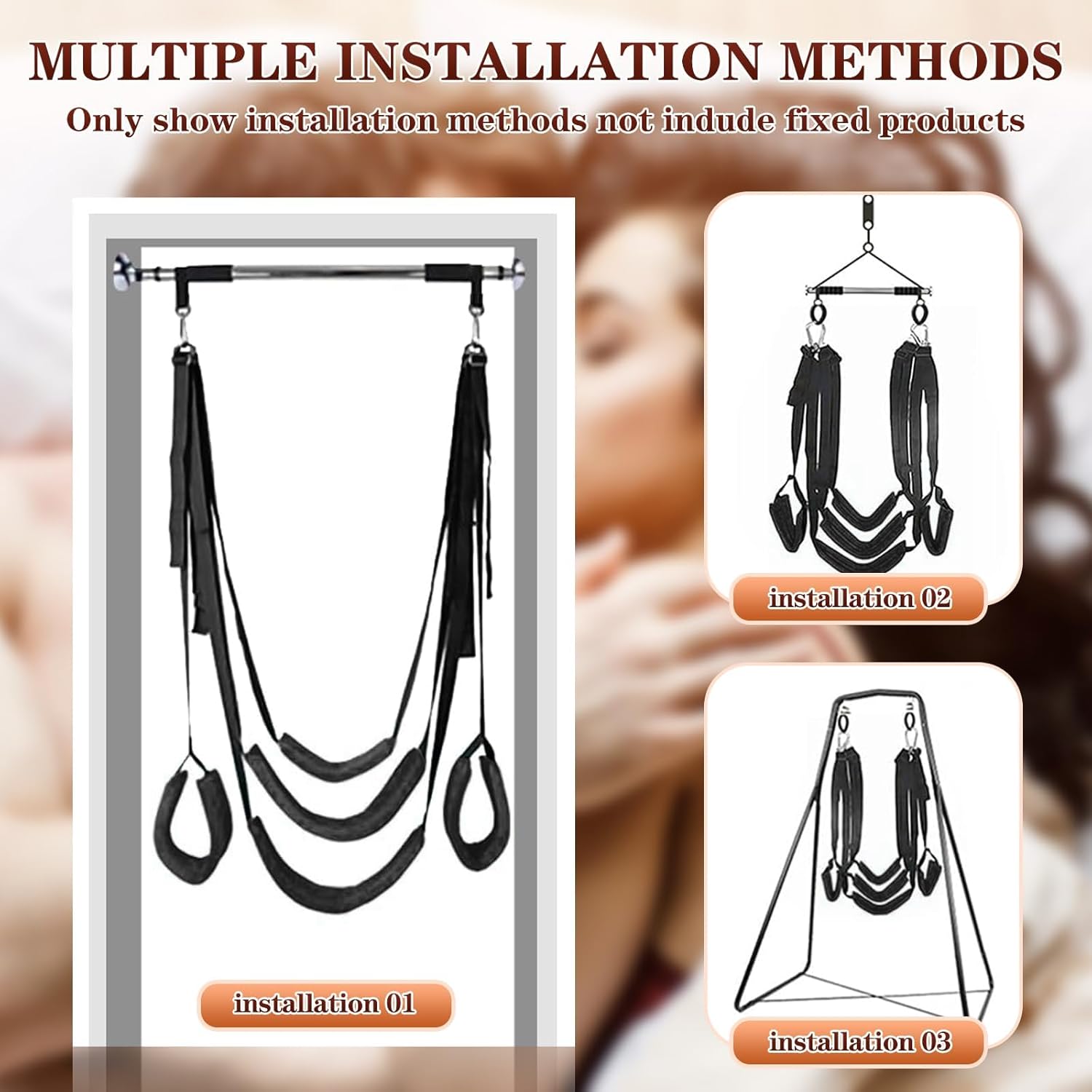 Sex Swing BDSM Bondage Restraints Sex Toys for Couples - Indoor Ceiling & Door Sex Swing with Neck Lumbar Hip Pads, Sex Swings Sex Toy with Adjustable Sex Straps, Adult Toys Sex Furniture for Bedroom