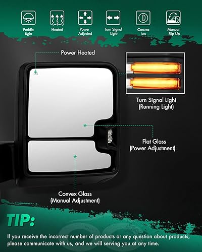 Miniatura 2 de SCITOO Espejos de remolque compatibles con GMC 2019-2022 para camioneta Serria 1500, retrovisores eléctricos con calefacción, ancho de señal de