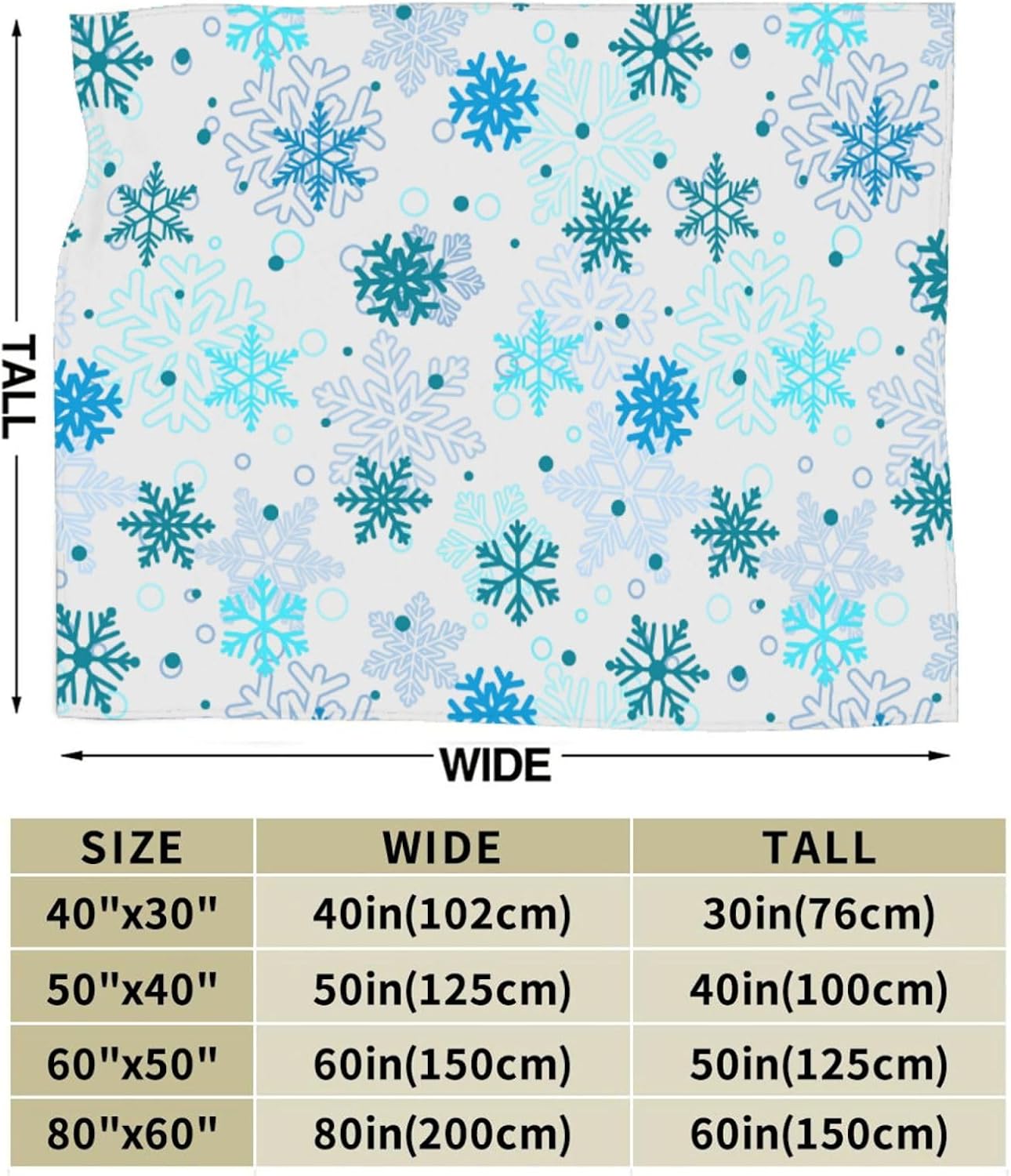 Perinsto Christmas Winter Snowflakes Throw Blanket Ultra Soft Warm All Season Decorative Fleece Blankets for Bed Chair Car Sofa Couch Bedroom 80"X60"