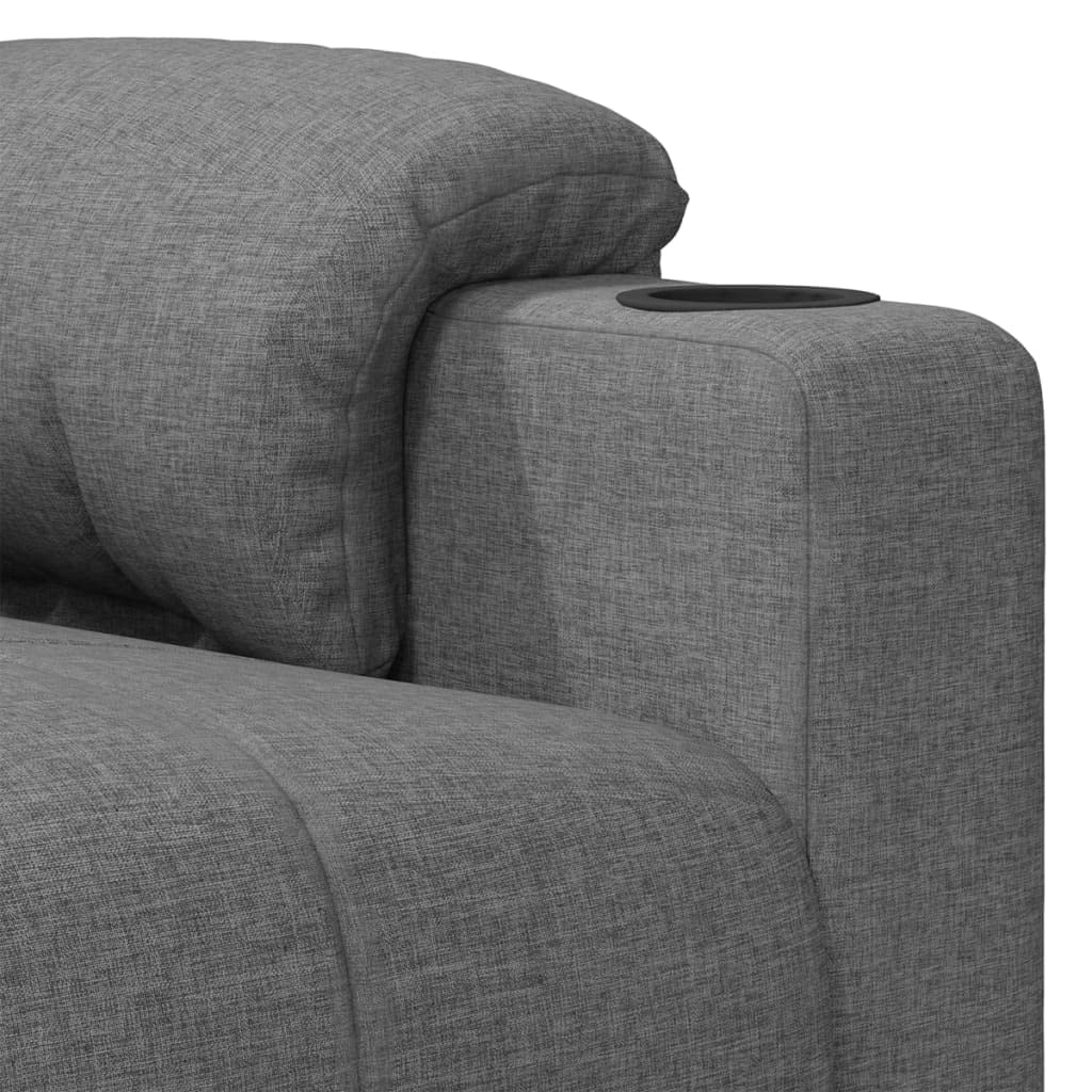 Fotel relaksacyjny, jasnoszary, materiał z ręczną funkcją leżenia, regulowane oparcie i podnóżek, drewniana rama metalowa, ergonomiczny fotel do salonu, biura i kącika do czytania
