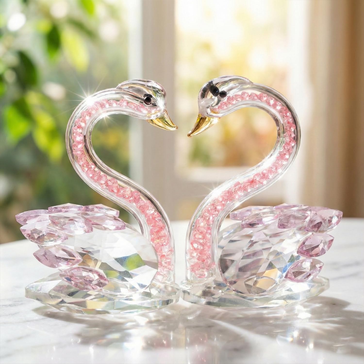 Nostrae by Ekhasa Cute Crystal Swan Couples Show Pieces Gift Box for Valentines Day Gift | Romantic Love Showpieces Gift Item, Birthday Gift | Home Decor