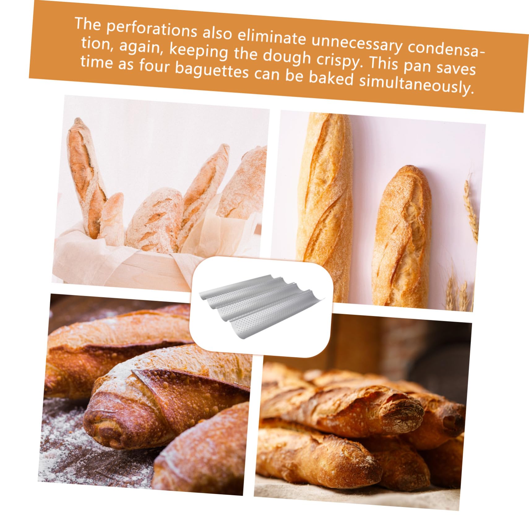 STOBAZA 2 pièces Moule à Français Perforé Plaque Antiadhésive Compartiments Acier Résistant Haute Température Facile à Nettoyer pour Four et Boulangerie