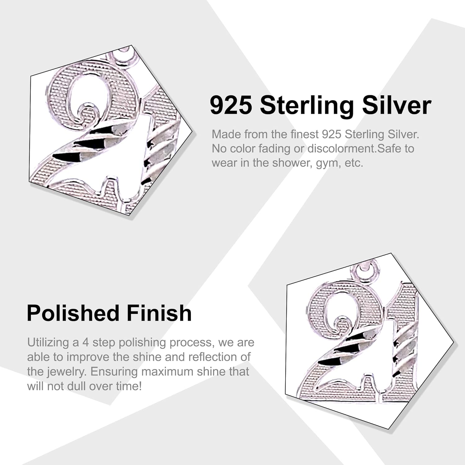 Charm America - Silver 21 Number Pendant Necklace- 925 Sterling Silver- Silver Adjustable Necklace 16"-18" - Image 2