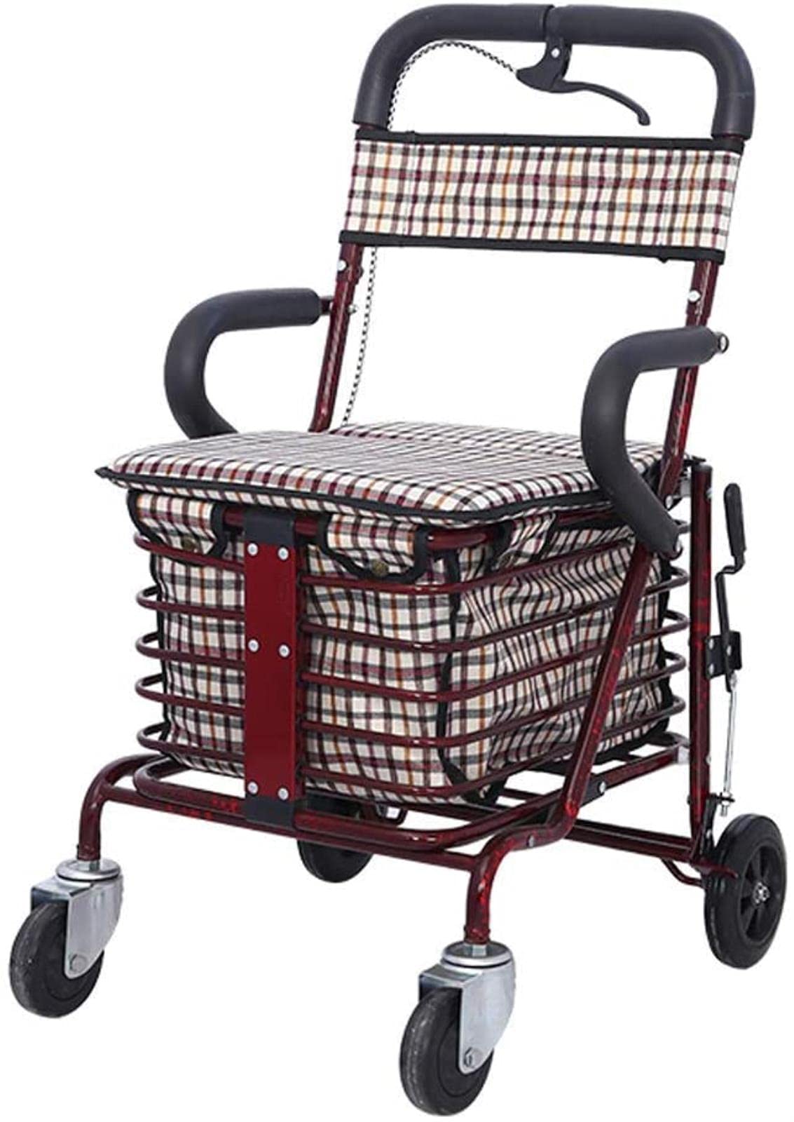 Rollator Walker Wózek na zakupy dla osób starszych, składany skuter z siedziskiem, konstrukcja na 4 koła, do zakupów i wypoczynku, stalowa rama zapewniająca trwałość