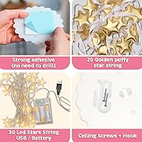 Vista 4 de Toldo de Cama Bollepo con Luces - Toldo Rosa de Princesa para Habitación de Niñas Individual, Doble, Matrimonial, Queen Cama Infantil, Toldo