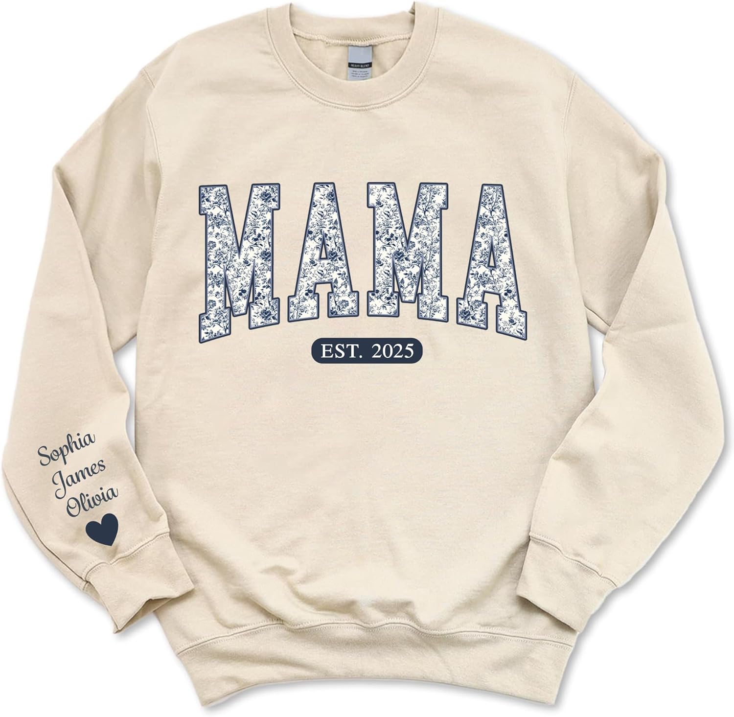 Personalized Grandma Gigi Nana Mimi Mama Sweatshirt – Pattern Toile Floral Letters, Custom Name & EST Gift for Christmas - Image 5