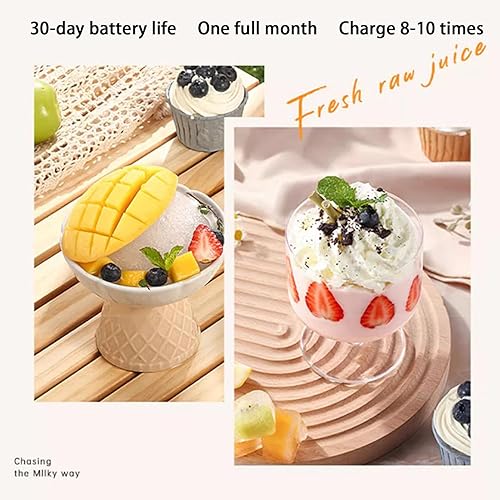 Miniatura 4 de Licuadora portátil, vaso exprimidor eléctrico inalámbrico de 14 onzas, recargable por USB, fuerte potencia de corte, mezcladores de frutas, vaso