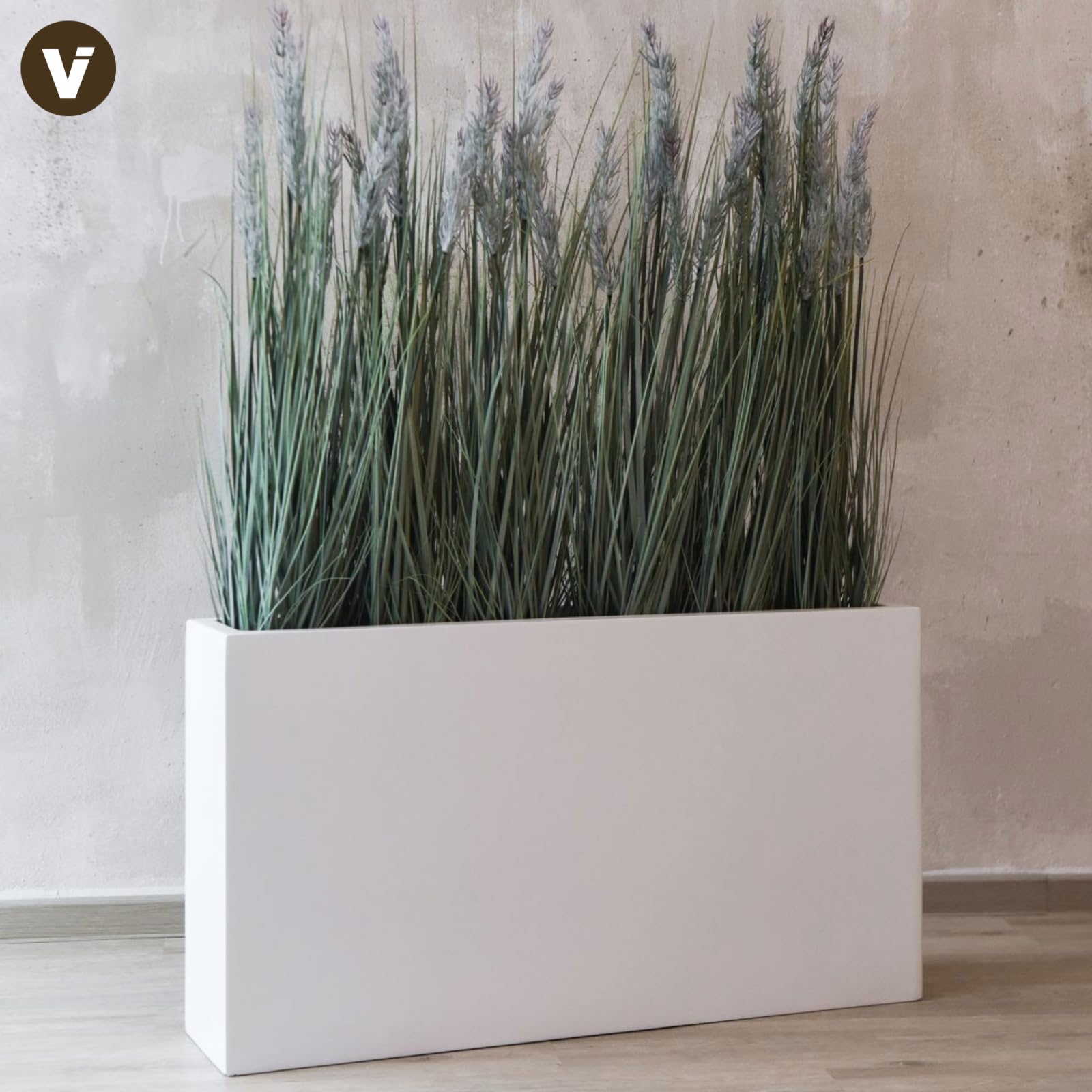 VIVANNO Bac à Plantes Slim Séparation de pièce Fibre de Verre Blanc Mat - Résistant aux intempéries et Durable 50x90x20 cm