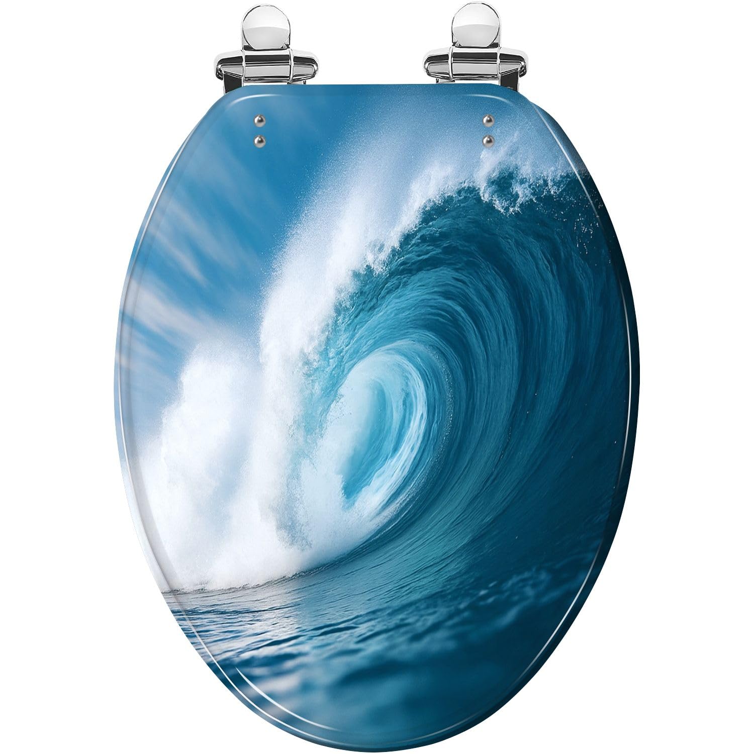 Tazyyzuu Multi3 Creative Gold Green Tropical Palm Leaves Resin Round Toilet Seat Slow Close Lid With Quick-Release Hinges(,18.5X14.5)