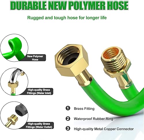 Miniatura 5 de Carrete de manguera de jardín retráctil, carrete de manguera de pared de 12 pulgada x 100 pies (verde) con boquilla rociadora de 12 funciones,