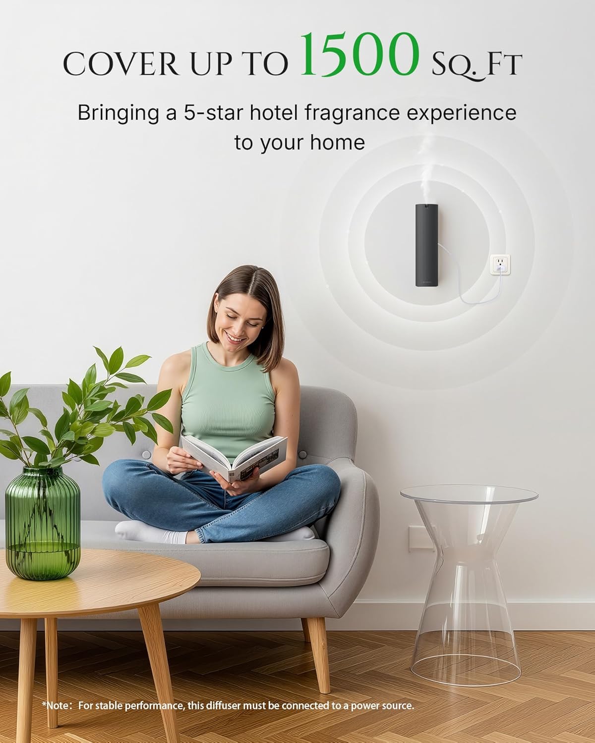 Scent Diffuser Starter Kit – Waterless Essential Oil Diffuser for Home, 1500 Sq.Ft Coverage Scent Air Machine, Smart Auto Mode Hotel Collection Diffuser with Cold Air Tech (Black) - Image 5