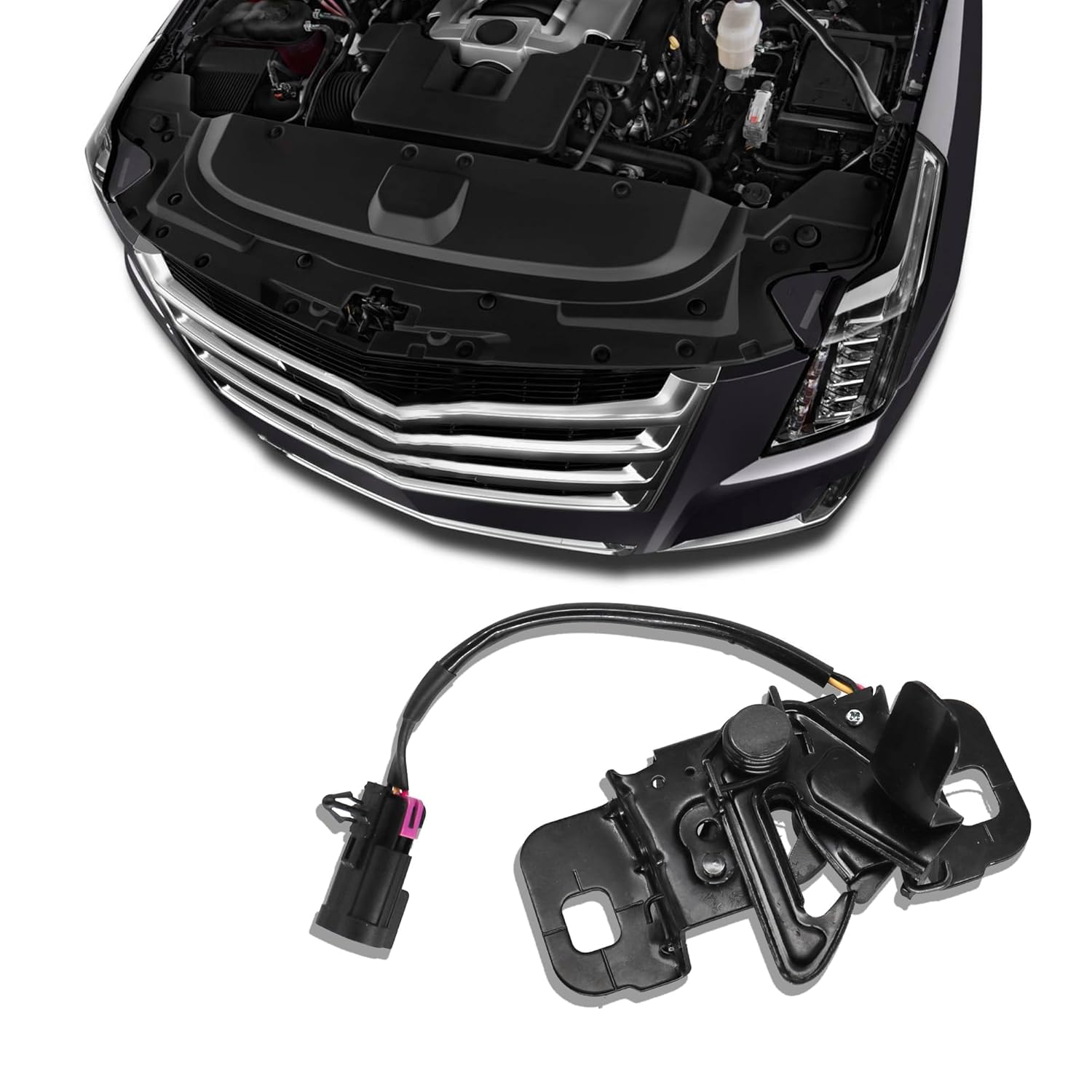 Hood Latch Assembly Black Fit for Chevrolet Suburban 3500 HD Tahoe for GMC Yukon XL for Cadillac Escalade ESV 2015 2016 2017 2018 # 84355610 84065955 23159228 84065954 84065952 Front Hood Lock Assy