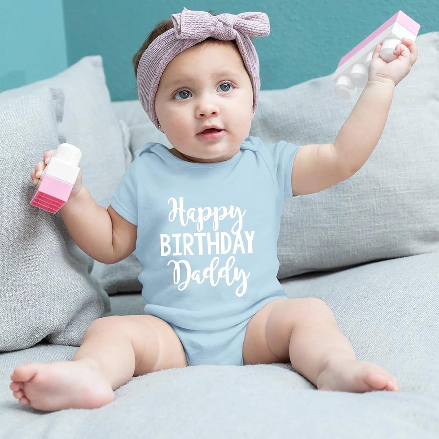 Happy Birthday Daddy Baby Bodysuit Happy Birthday Dad Baby Bodysuit I Love My Dad Babies Clothes - Image 3
