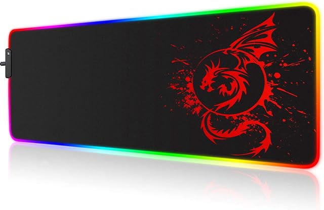 Foulrog RGB Gaming Mouse Pad, Large Extended Glowing Led Mousepad with 15 Lighting Modes and USB,Smooth Surface Waterproof Gamer Mouse Mat for Gaming, Macbook, PC, Laptop, Desk 31.5 X 12 Inch (Red)