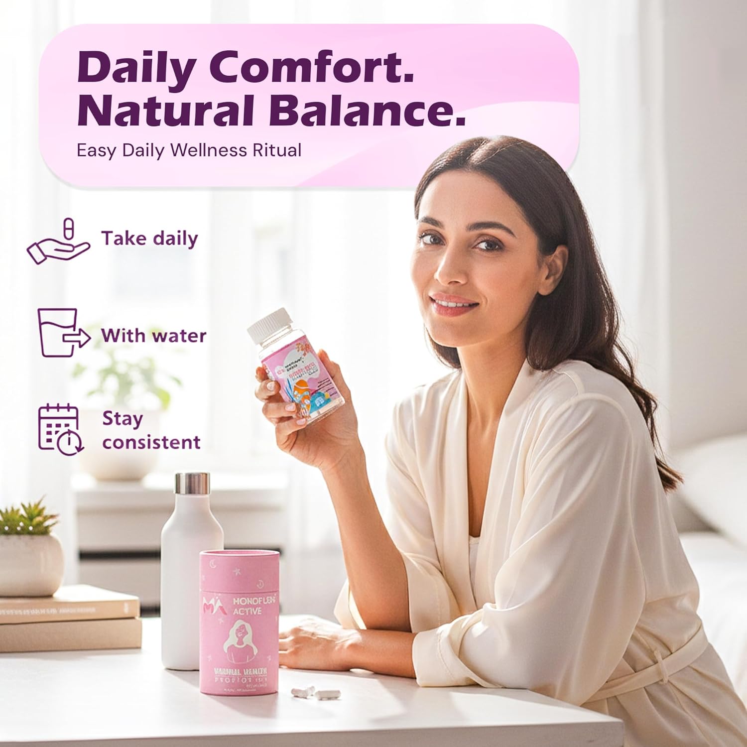 Probiotics for Women 5 Billion CFU Vaginal Probiotic Capsules with Lactobacillus & Prebiotics Supports Vaginal pH Balance, Healthy Flora, Odor Control, Digestive Urinary Tract Health