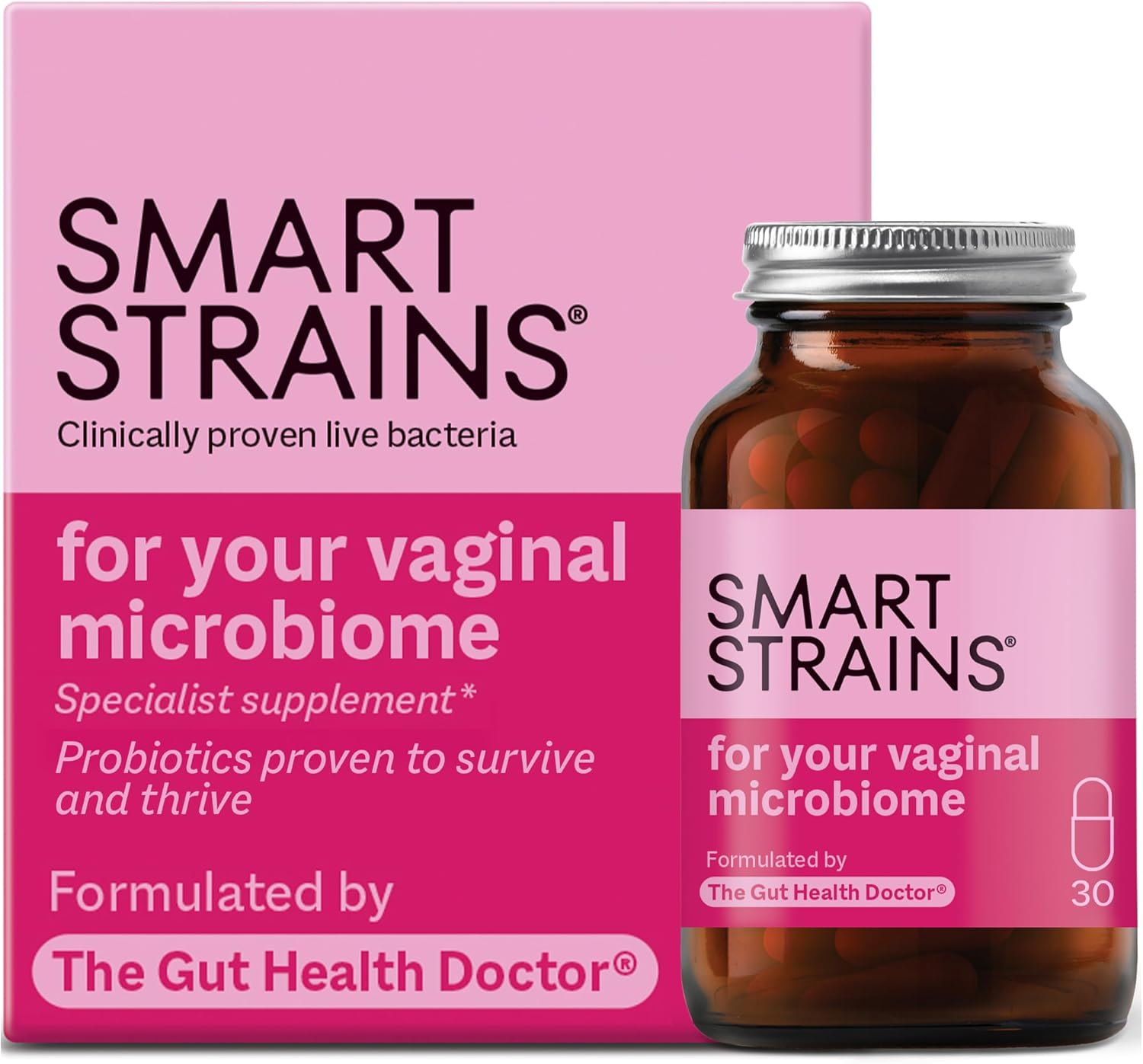 SMART STRAINS Probiotics for Women – Clinically Proven Live Bacteria for Women’s Intimate Flora, Formulated by The Gut Health Doctor| 5 Billion Bacterial Cultures | Vaginal Probiotics 30 Capsules