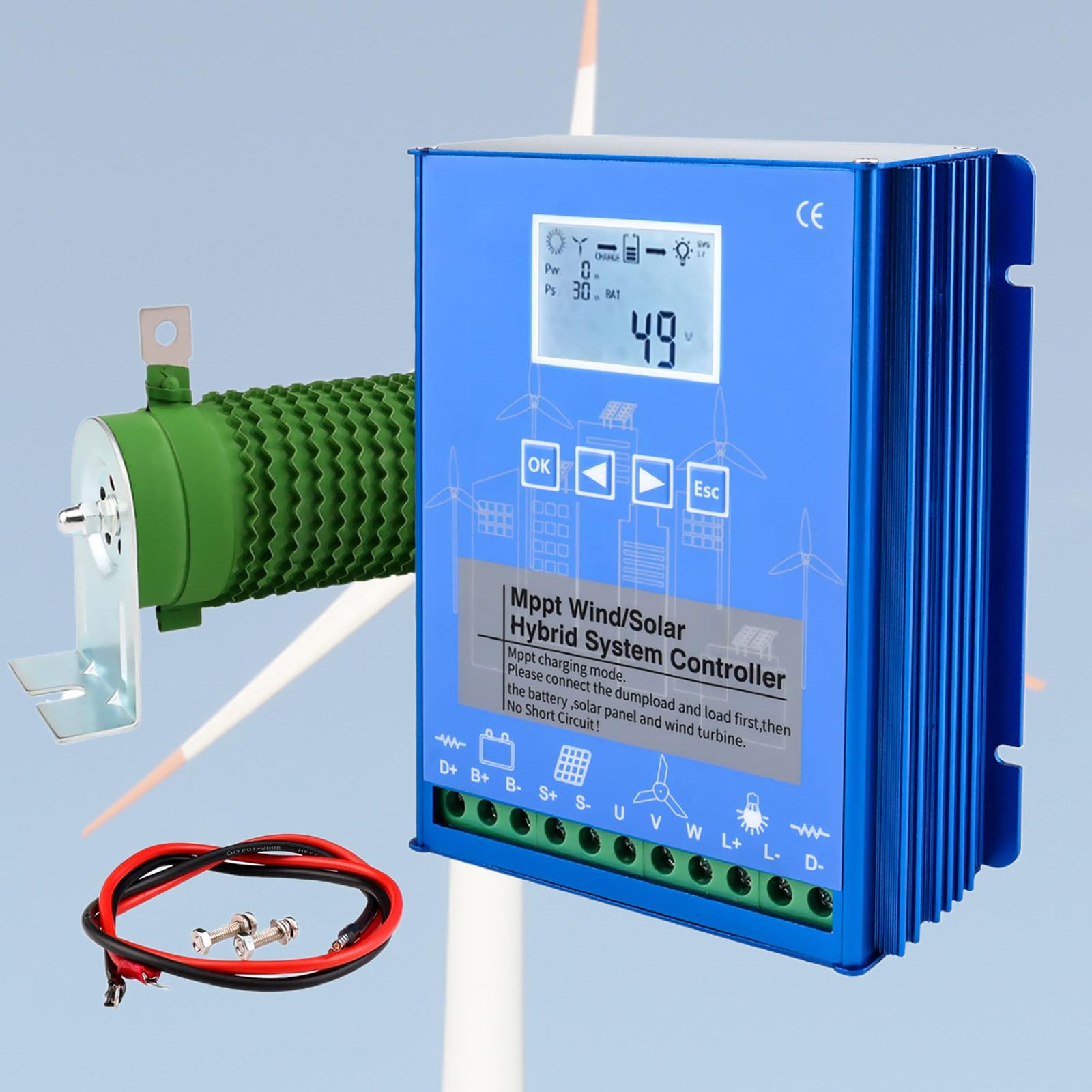 driver de carga de 12000 W, 12 V/24 V/48 V, con visualización LCD, ideal para sistemas híbridos solares y eólicos, driver de carga solar eficiente