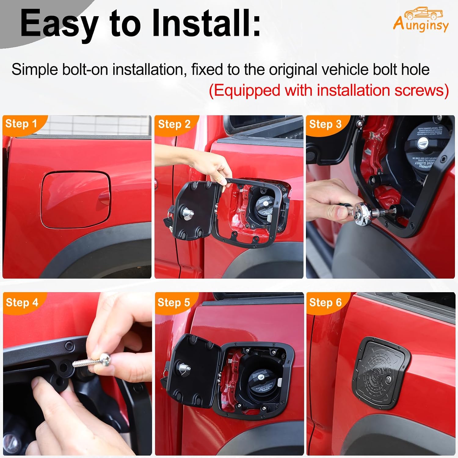 Aunginsy Car Fuel Tank Cap Replacement Anti-theft Lock Cap Compatible with Toyota Tacoma 2016-2023 Pickup Door Fuel Tank Cover W/Lock Gas Cap Tank Trim Cover Fuel Filler Door Protector Accessories