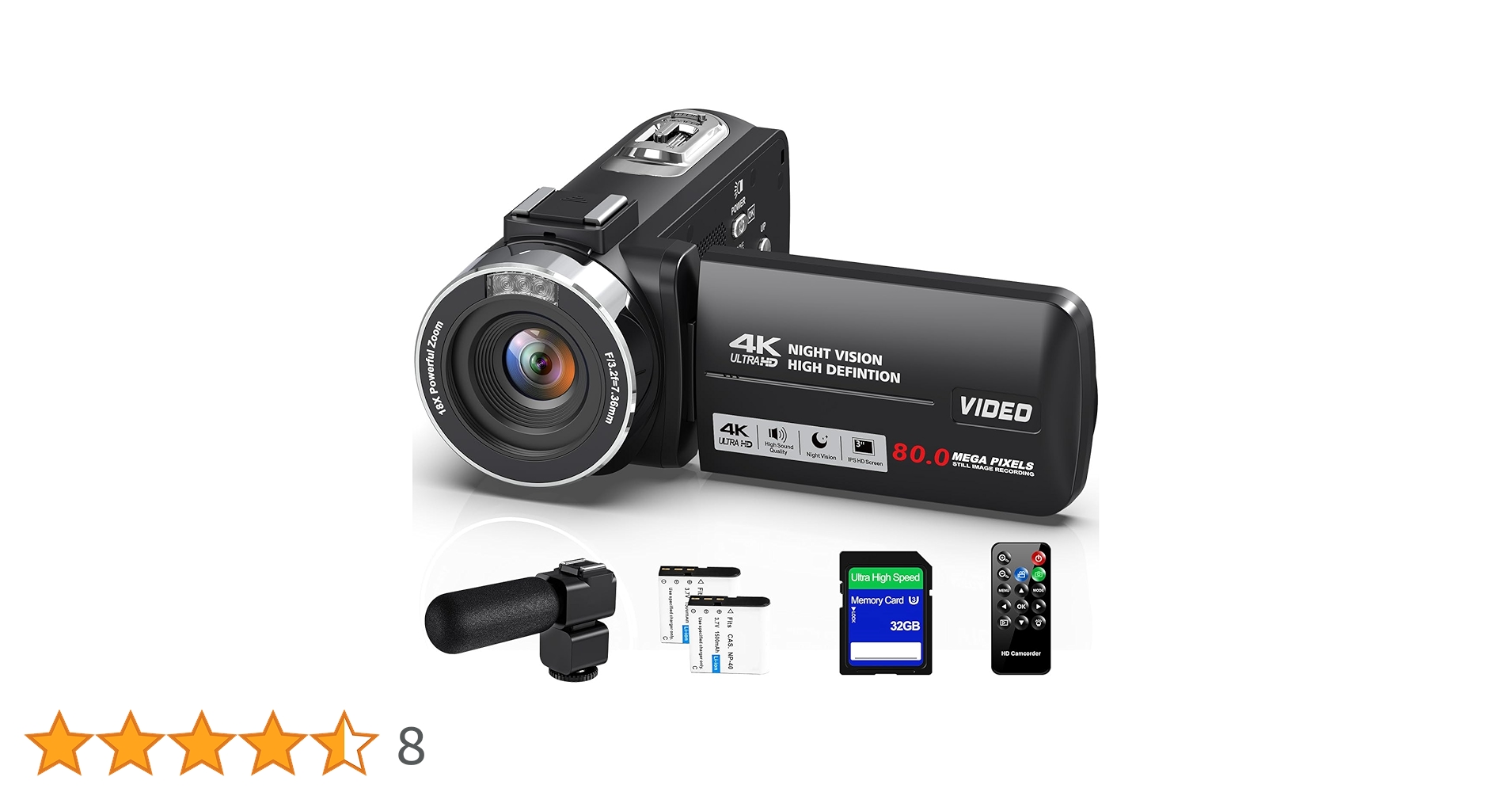 ビデオカメラ 4K録画 8000万画素 YouTubeカメラ Amazon | ビデオカメラ 4K録画 8000万画素 Vlogging カメラ 3.0