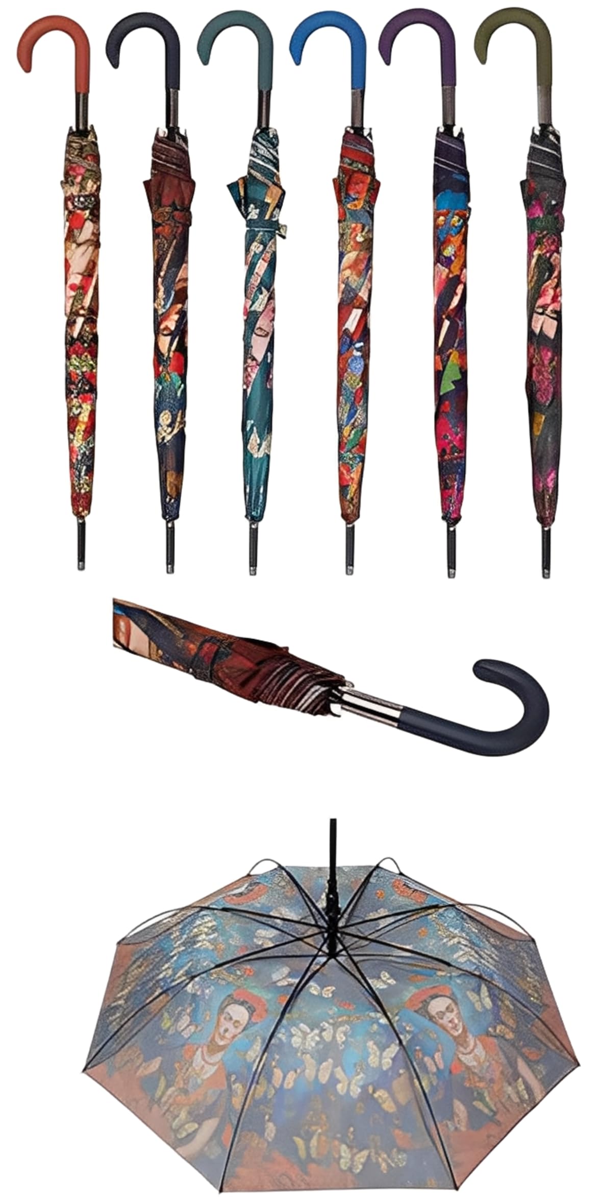Miro Travel Wear Parasol Frida dla kobiet Kolor, sztuka i styl w deszczu! Długi parasol wiatroszczelny | Motyle kwiatowe | Oryginalny prezent