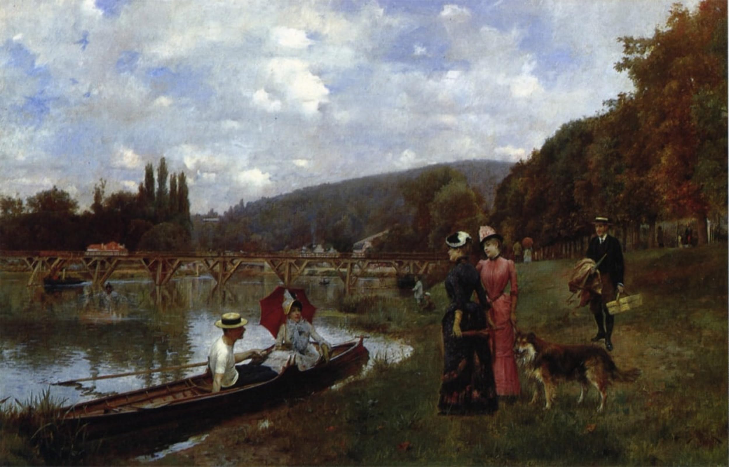 ARTXLXXBN Famous Art Print Poster Vintage Wall Art the Seine At Bougival by Julius Leblanc Stewart Canvas Art Poster for Home Decor 60x90cm