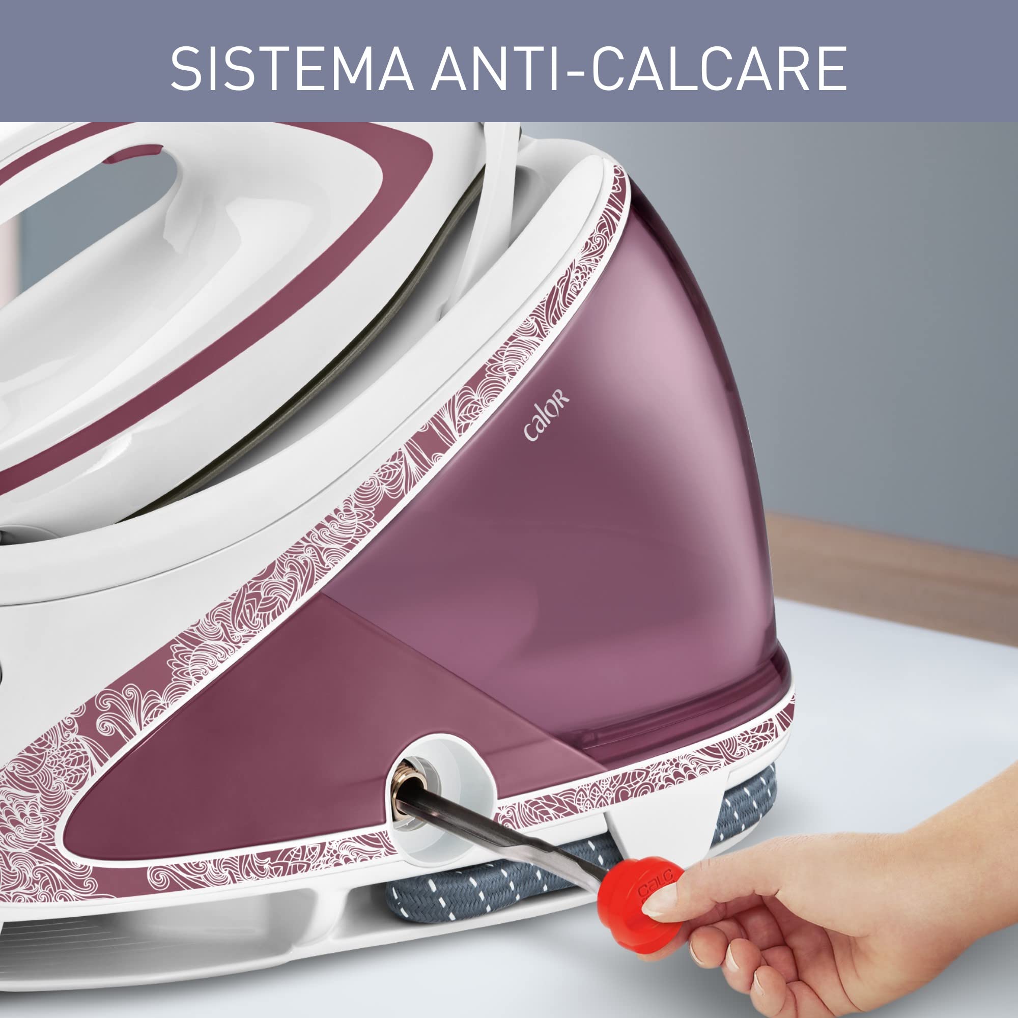 Tefal GV9560C0 Pro Express Ultimate Ferro da Stiro a vapore, Getto di Vapore Fino a 490 g/minuto, Emissione di Vapore fino a 140 g/minuto, Pannello di Controllo con 5 Preimpostazioni, Bordeaux