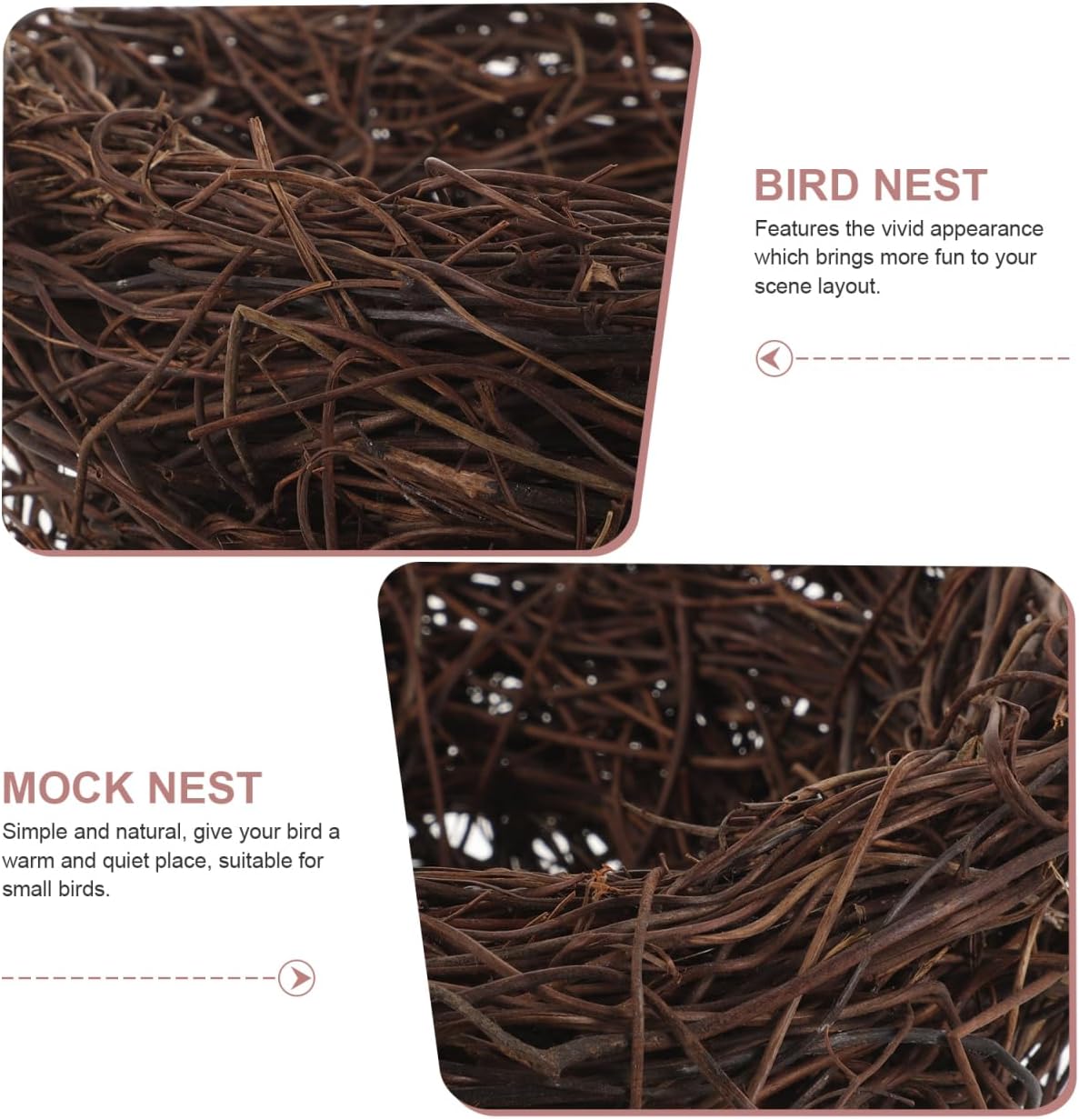 POPETPOP Rattan Bird Nest Decor Handmade Artificial Bird Nest Cage Accessory Garden Ornament Photography Prop Desk Tree Holiday Wedding Easter Display 5.90 X 5.90 X 3.14 in image 3