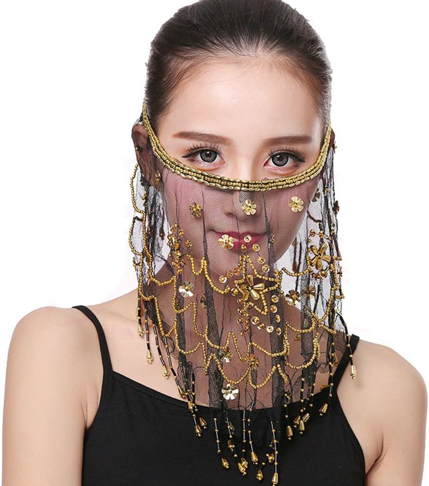 Belly Dance Face Veil India Dance Outfit Halloween Carnival Costumes Head Face Veil