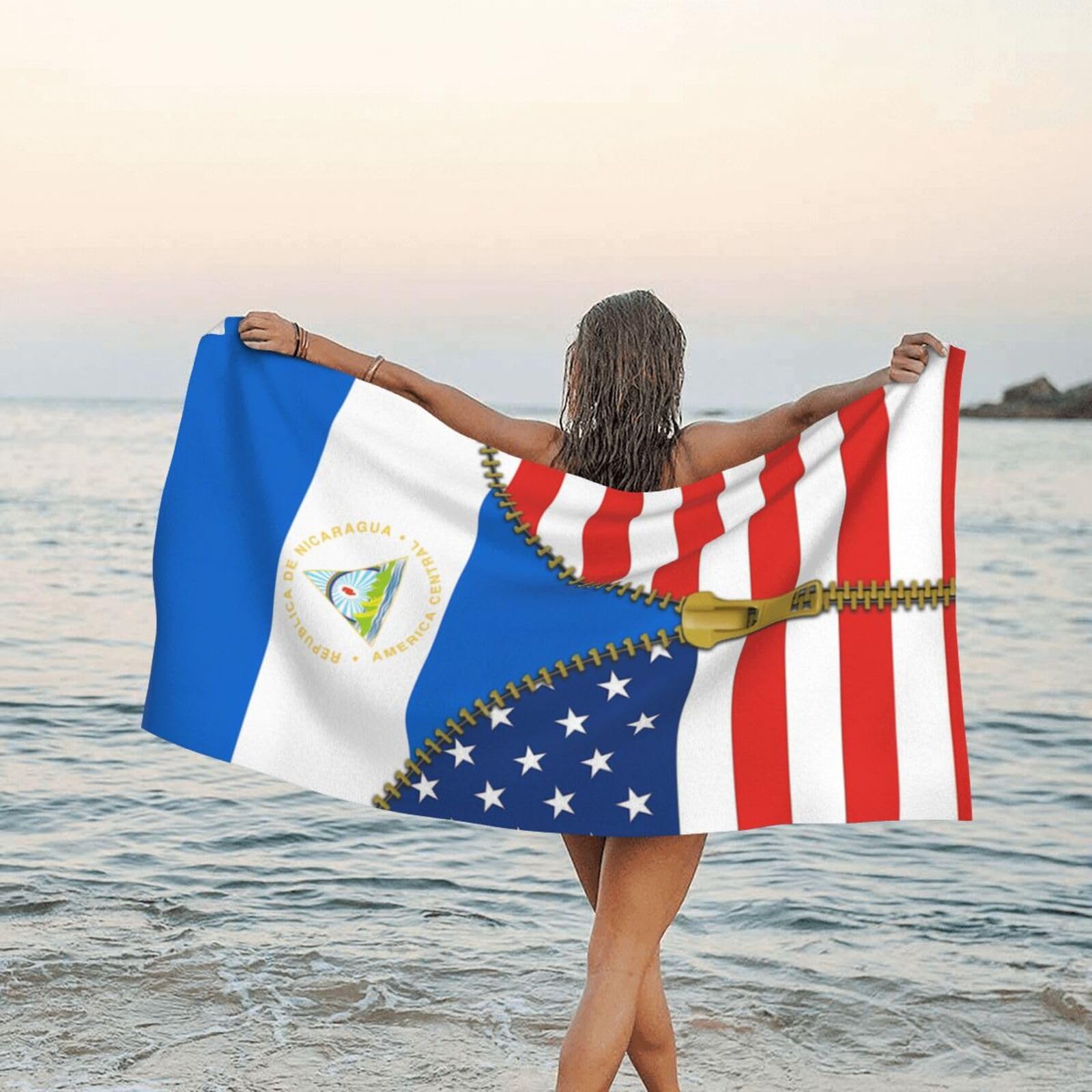 Serviette de plage Nicaragua et USA drap de bain sans sable 80x130 cm