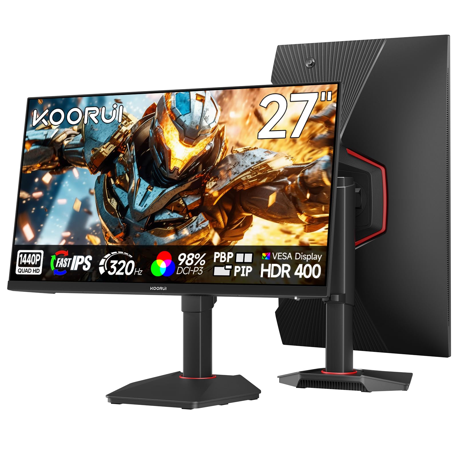 KOORUI 27 inch QHD Gaming Monitor（2560x1440p） Fast IPS, 200Hz, HDR400, 1ms,Adaptive FreeSync,VESA, Black Support DP & HDMI G2721P — view 13