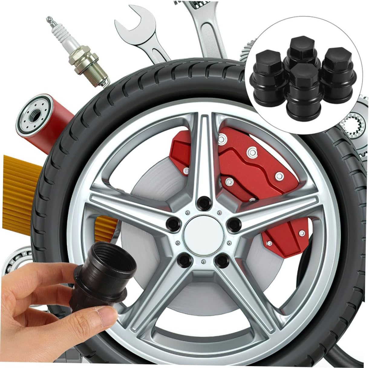 8pcs Stylish Metal Lug Nut Covers for Cars and Trucks Wheel Nut Caps Easy Installation Tire Bolt Caps for Automotive Supply and Semi Trucks