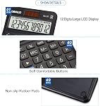 Pocket Small Size Desk Calculator, 12 Digit Large LCD Display, Basic Tax Function Handheld Desktop Calculator with Solar Battery Dual Power, Perfect for Office, School, Business OS-12T (Black)
