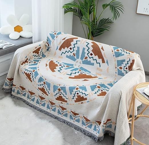 Amazon Homefirst マルチカバー 長方形 マルチカバー ソファ おしゃれ ソファーカバー 多機能 ブランケット ベッドカバー フリンジ付き 綿 1人掛け 2人掛け カウチ ベッドカバー 毛布 テーブルクロス テーブル掛け枚 両面使える 水洗い 四季通用 130 180cm ソファ