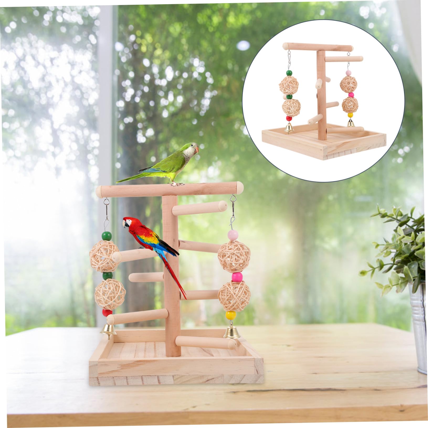 Hemobllo Gioco per Pappagalli Trespolo e Scala, 1 Pezzo, Legno | Gabbia Voliera, Accessorio per Uccelli e Animali Domestici, Supporto Stabile per Arrampicata
