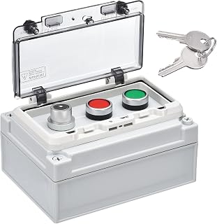 MECCANIXITY IP67 Push Button Box ABS Green Button Lock Button Selector Switch for Indoor and Outdoor Electrical Communication Fire Equipment