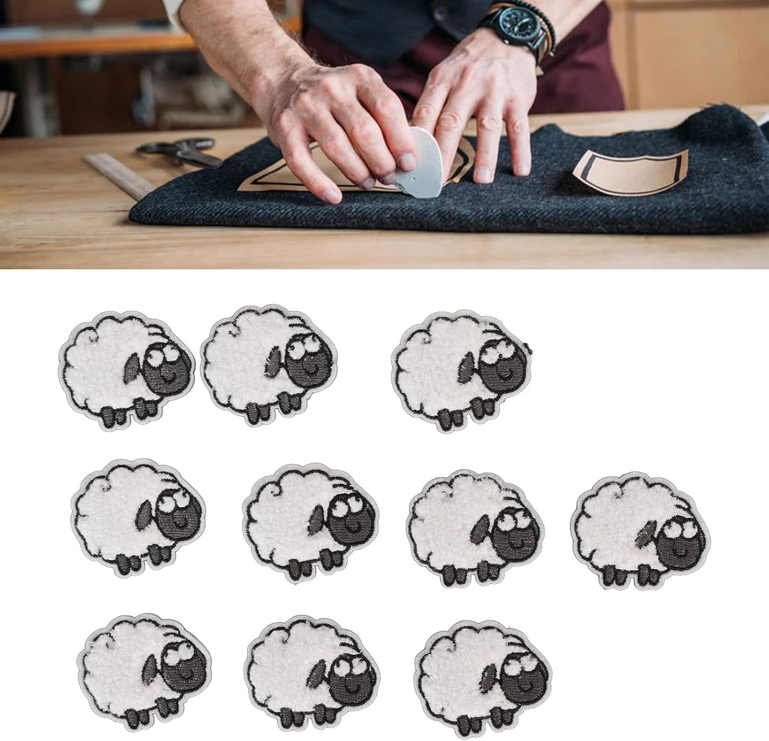 30 Pcs Embroidered Patches, Sheep Shape Clothing Appliques Sew on/Iron on Patches Embroidered Cloth Patches for Dress Hat Jeans Jackets