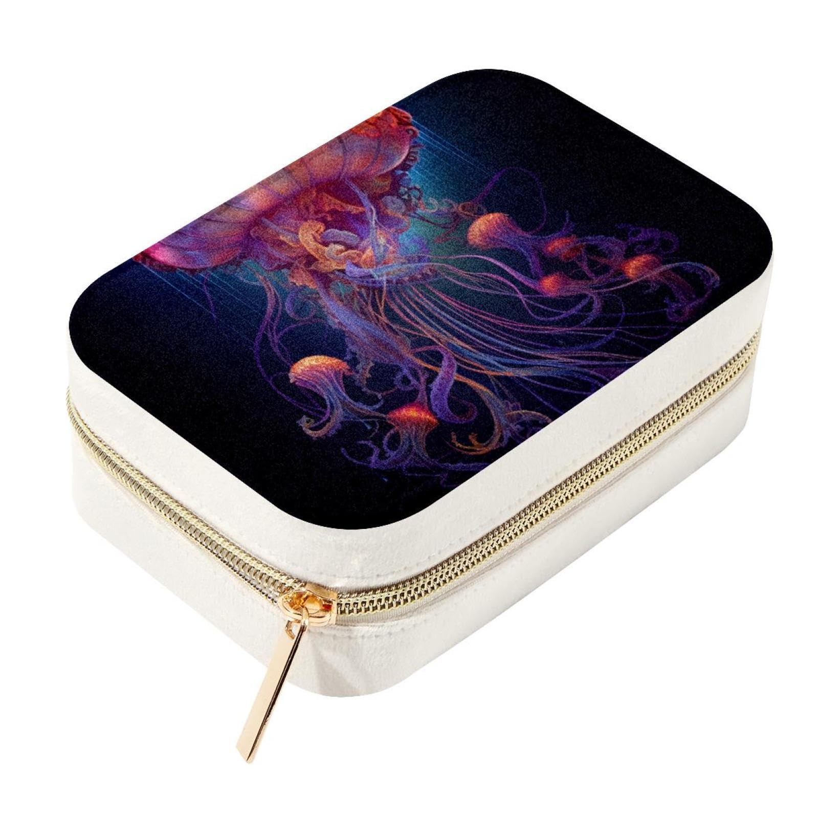 Caja organizadora de joyas Jellyfish de terciopelo con cremallera de metal y vitrina